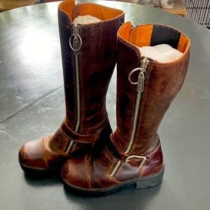 Vintage Harley Davidson Brown Leather Women’s Boots Size 5 1/2 Double Zippered